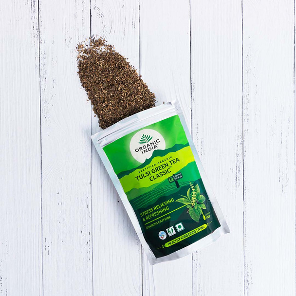 Organic India Tulsi Green Tea Classic Zipper|100 tea-classic-100-gm-zipper-1s