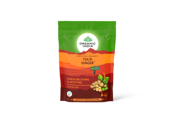 Organic India Tulsi Ginger 100g Zipper Pack of 2