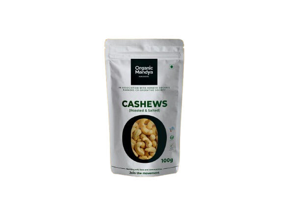 Organic Mandya Cashews (Roasted & Salted)|100g