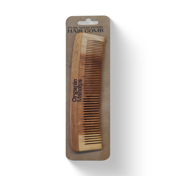 Organic Mandya Pure Neem-Wood Hair Comb Double Tooth|1 Pc