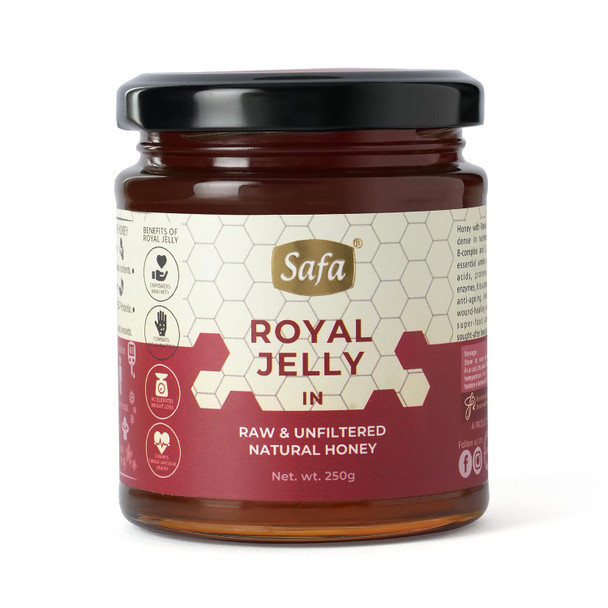 Safa Royal Jelly In Sidr Honey|Long Lasting Energy,Vitality To Enhance Workout&Exercise|Fresh In Organic Honey|Antioxidant,Anti-Aging|100% Natural|Maximum Potency 250G