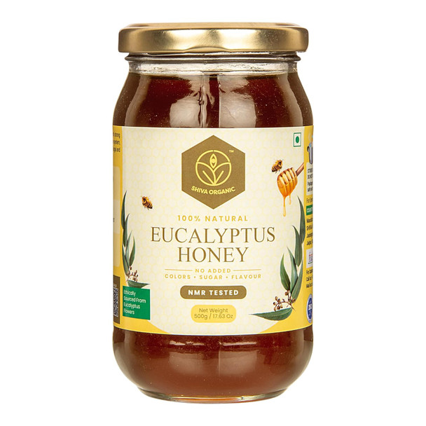Shiva Organic Raw Eucalyptus Honey 500g | 100% Pure NMR Tested | Raw and Unprocessed