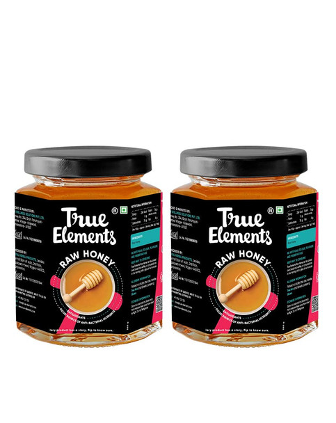 Raw Honey by True Elements - 100% Natural, Clean and Unprocessed Honey | Pure Honey with No Added Sugar | Natural Honey | Organic Honey | Healthy Diet Food | Antibacterial Honey for Daily Consumption | 700g ( 350g * 2)