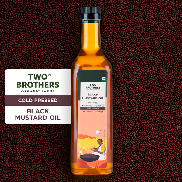 TWO BROTHERS ORGANIC FARMS Woodpressed Black Mustard Oil Single Filtered|1 ltr
