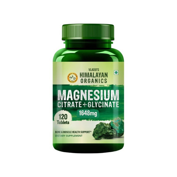 Vlado's Himalayan organics Magnesium Citrate + Glycinate + Oxide Complex 1648 mg Health Supplement|1 pack (120 tablets)
