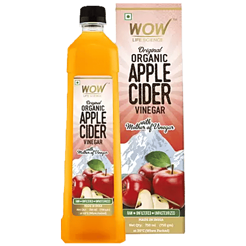 WOW Life Science Organic Apple Cider Vinegar - Raw, Unfiltered & Unpasteurised, Boosts Immunity|750 ml