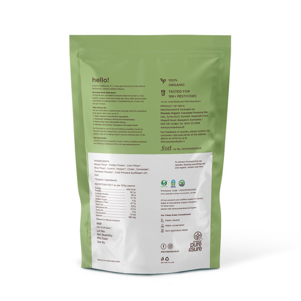 Pure & Sure Organic Aloo Bhujia Namkeen 240gm |Ready to Eat Snacks | Crispy & Light | No Artificial Flavors & Colors|120gm each (Pack of 2) Pure & Sure Organic Aloo Bhujia Namkeen 240gm |Ready to Eat Snacks | Crispy & Light | No Artificial Flavors & Colors|120gm each (Pack of 2)