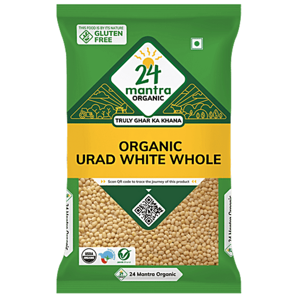 24 Mantra Organic Organic Urad Dal/Uddina Bele White - Whole pack of 4 |500 g x 4|