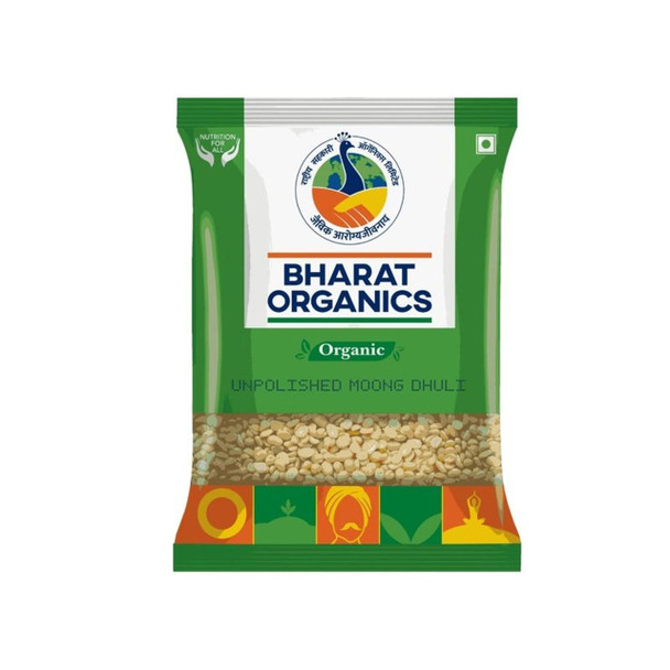 Bharat Organics - Organic Moong Dal (Dhuli) pack of 4 |500 g x 4|