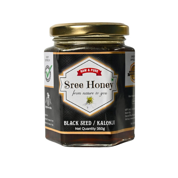 Sree Honey Black Seed (Kalonji) Honey  100% Pure, Raw, Unfiltered, Unheated | 350g