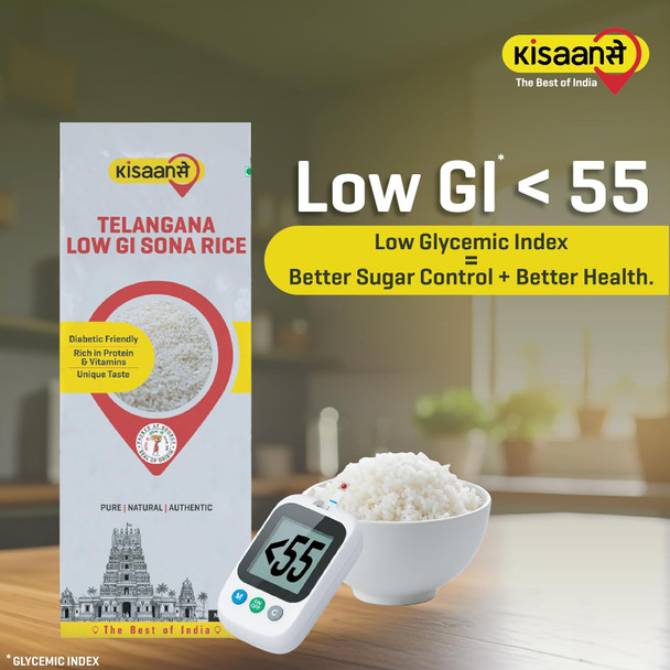 KisaanSay Telangana Low GI Sona Rice 1KG