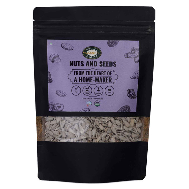 Millet Amma Organic Sunflower Seeds  | Immunity Boosting - Effects Due to Presence of Vitamin E, Zinc and Selenium | Rich in Oleic and Linoleic Acid - Controls Blood Pressure|500gm|1.1 lbs