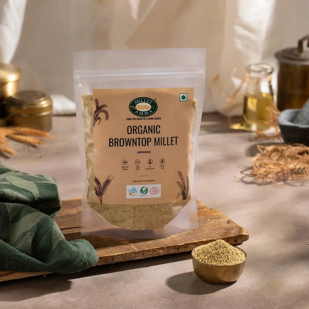 MILLET AMMA Organic Gluten Free Unpolished Browntop Millets for Overall Wellness And Balanced Nutrition |500gm|1.1 lbs