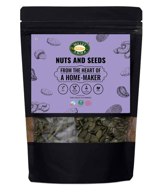 MILLET AMMA Organic Pumpkin Seeds Organic| Rich in Antioxidants & Source for Minerals Vitamins | Contains Good Fat |250gm|0.55 lbs