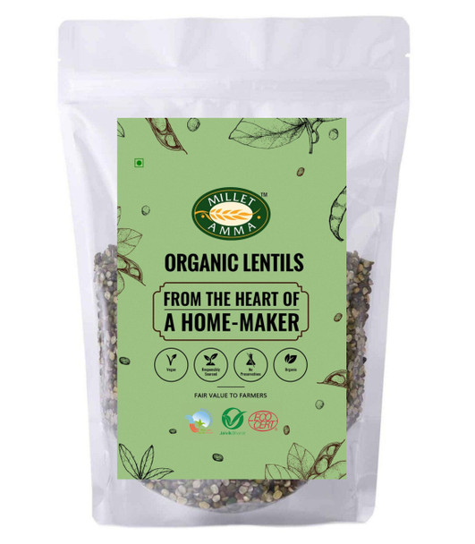 MILLET AMMA Organic Green Gram (Moong Dal) Split - | 100% Vegan, Gluten Free & No Preservatives | Suitable for Multiple Recipes | Source of Proteins|500gm|1.1 lbs