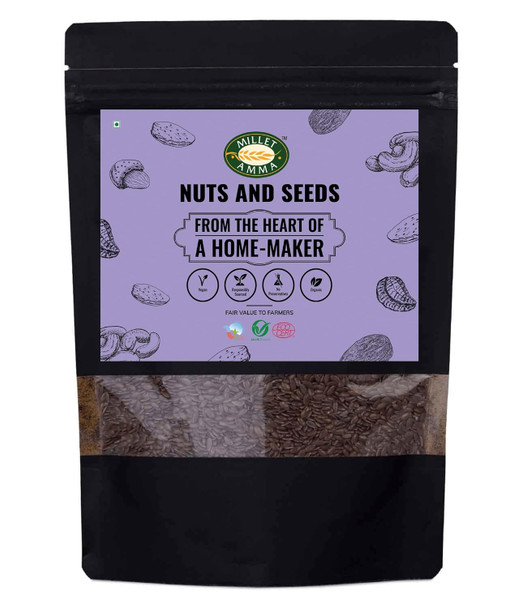 MILLET AMMA Organic Flax seeds | Flax Seeds for Weight Loss and Hair Growth Management | Rich in Proteins, Fibers, Minerals and Omega-3 Fatty Acids |250gm|0.55 lbs