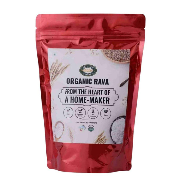 MILLET AMMA CERTIFIED ORGANIC Jowar Millet Rava | Stone Ground | 500g pack of 2 | Great Healthy Breakfast and Diet Food | Helps for Weight Loss Management | Rich In Calcium, Manganese,Protein, Fibre and Copper|1000gm|2.2 lbs