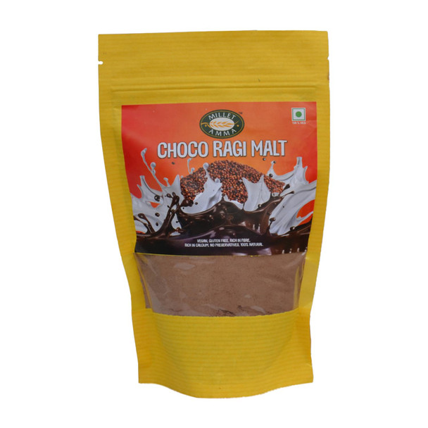 MILLET AMMA Instant Choco Ragi Malt Millet Drink Mix With 40% Millet Content, High Fiber & Rich in Minerals, Vegan & Gluten-Free Makes 15 Drinks |250gm|0.55 lbs