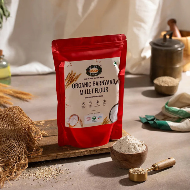 MILLET AMMA Barnyard Millet Flour | Freshly Made with Unpolished Millet | (Udalu, Oodalu, Kuthiravali, Swank) | High Fiber & Rich in Proteins & Minerals |500gm|1.1 lbs