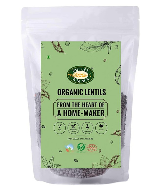 Millet Amma Organic Masoor Dal with Skin  | Rich in Antioxidant & Source of Multiple Vitamins | Helps to Stabilize Blood Sugar Level & Maintain a Healthy Eyesight and Vision | Dietary Fiber | 100% Vegan , Gluten Free |1000gm|2.2 lbs