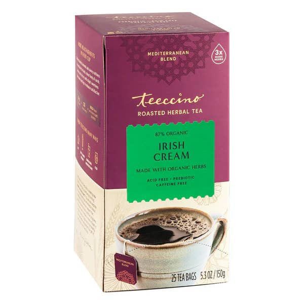 Irish Cream Herbal Tea, Rich & Roasted Herbal Tea That’s Caffeine Free & Prebiotic for Natural Energy, 25 Tea Bags by Teeccino|150gm|0.33 lbs