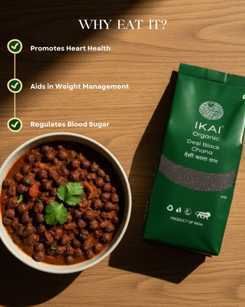 Organic Desi Black Chana by IKAI Organics|500gm|1.1 lbs