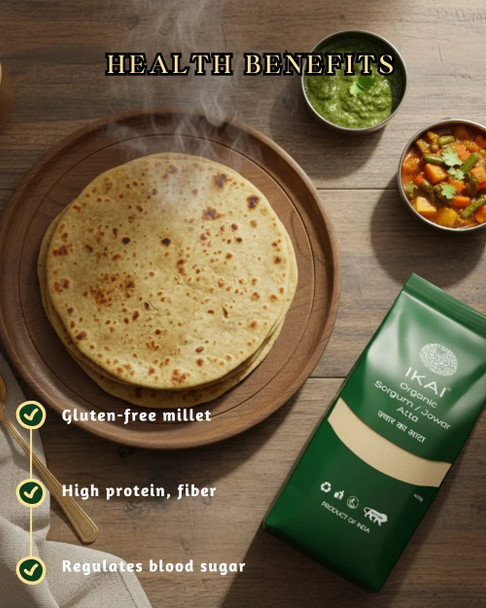Organic Sorghum/Jowar Atta by IKAI Organics|450gm|0.99 lbs