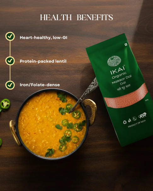 Organic Masoor Dal by IKAI Organics|500gm|1.1 lbs