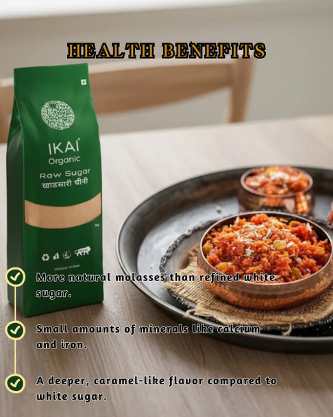 Organic Raw Sugar by IKAI Organics|1000gm|2.2 lbs