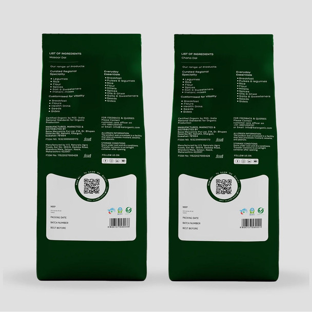 Organic Wholesome Dal Duo by IKAI Organics|500gm|1.1 lbs