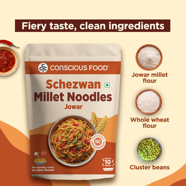Schezwan Jowar Millet Noodles by Conscious Food|207gm|0.46 lbs