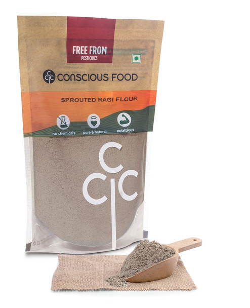 Sprouted Ragi Flour by Conscious Food|500gm|1.1 lbs