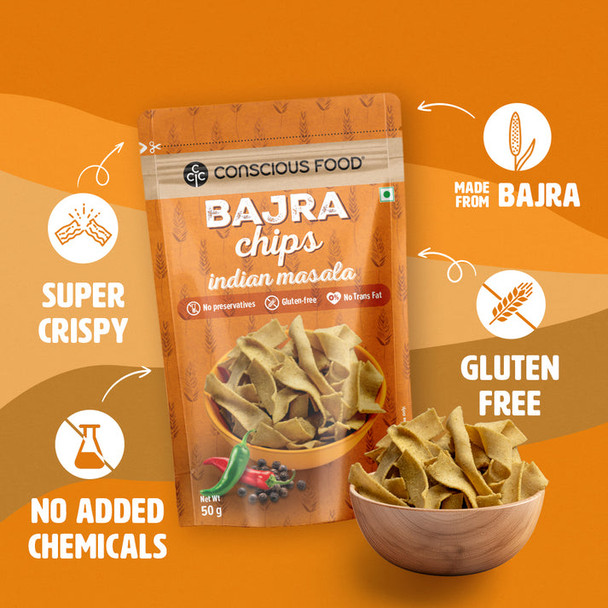 Bajra Chips by Conscious Food|50gm|0.11 lbs