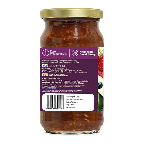 Mixed Berry Jam by Conscious Food|220gm|0.49 lbs