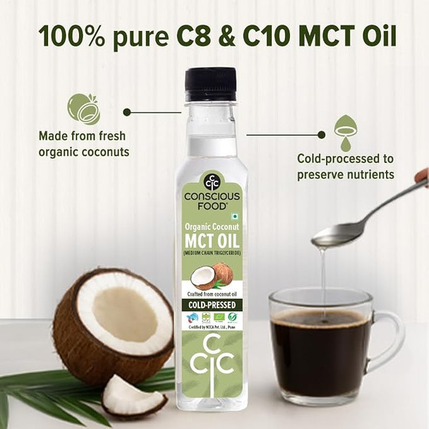 Coconut MCT Oil Organic by Conscious Food|250gm|0.55 lbs