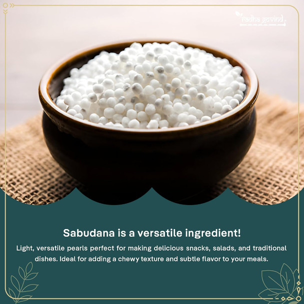 Organic Sago (sabudana)Pure Tapioca Pearls For Fasting, Light Meals, Superior Taste & Clean Nutrition, Energy Boosts, Digestive Health, Support Weight Management by Radha Govind|900gm|1.98 lbs