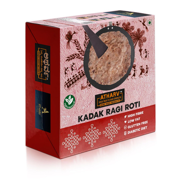 ATHARV Organic KHADAK RAGI ROTI (FINGER MILLET) I Ready to Eat I Pack of 2 (10Pc Each Box) I 100% Organic I Hi Fiber, Gluten Free I Healthy Product |500gm|1.1 lbs