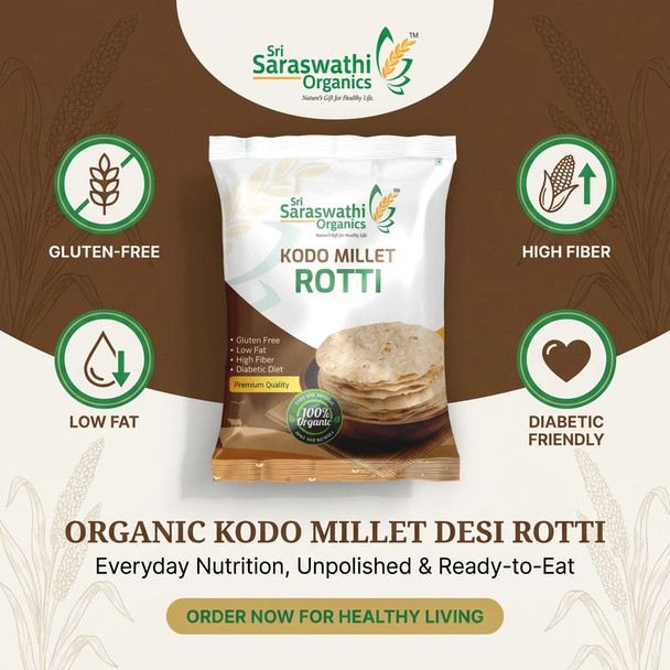 Sri Saraswathi Organics Kodo Millet Desi Rotti |200gm|0.44 lbs