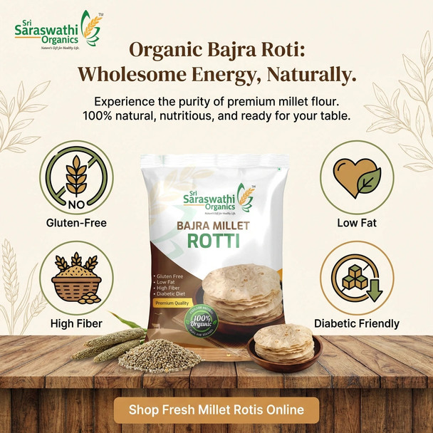 Sri Saraswathi Organics Bajra Millet Roti |200gm|0.44 lbs
