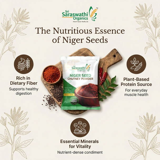 Sri Saraswathi Organics Niger Chutney Powder |250gm|0.55 lbs