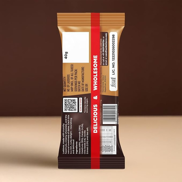 EAT BETTER CO-Hazelnut Chocolate Sugar-Free Laddoos | High Protein & Instant Energy | 95% Dry-Fruits - Healthy Chocolate â€“ No Added Sugar | Healthy Snacks | Energy-Bar Replacement|40gm|0.09 lbs