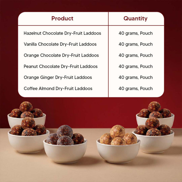EAT Better CO-Assorted Laddoo Box-24 Laddoos in 6 Different Flavors|95% Dry Fruits|Sugar-Free|100% Natural|Energy Bar Replacement|High Protein & Instant Energy-Healthy Snacks|240gm|0.53 lbs