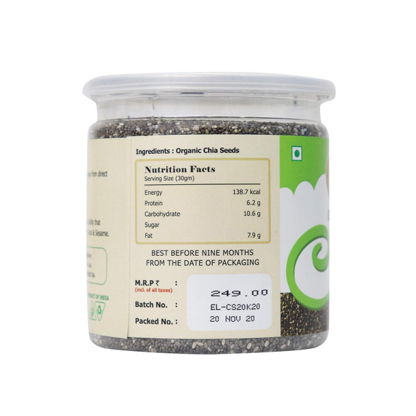 ELWORLD ORGANIC Chia Seeds by EL WORLD|160gm|0.35 lbs