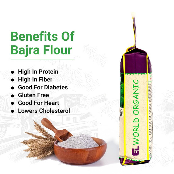 ELWORLD ORGANIC Bajra Flour by EL WORLD|500gm|1.1 lbs