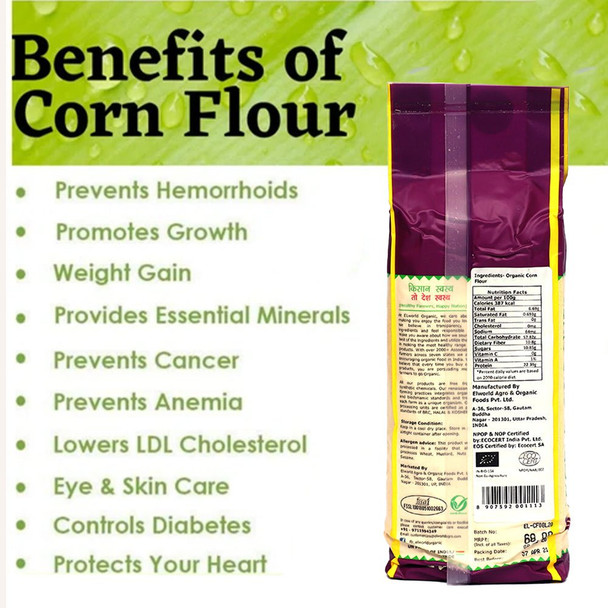 ELWORLD ORGANIC Corn Flour by EL WORLD|500gm|1.1 lbs
