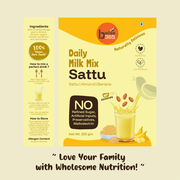 bwise365 Daily Milk Mix Sattu,Chocolate,Beetroot - No Refined Sugar, Sattu, Cocoa,Beetroot, Almond-Rich, with Banana, Natural, No Preservatives or Artificial Inputs combo of 3 by bWise365|600gm|1.32 lbs