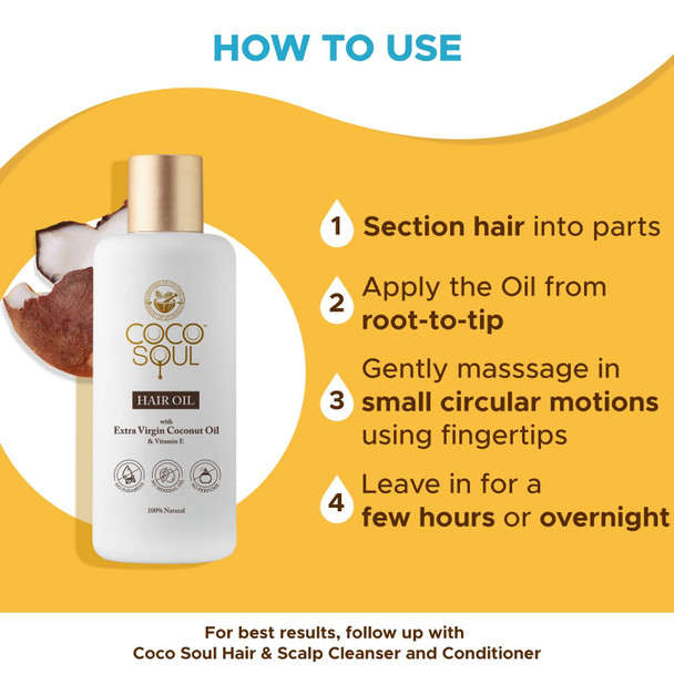 Hair Oil with Extra Virgin Coconut Oil & Vitamin E by Coco Soul|200gm|0.44 lbs