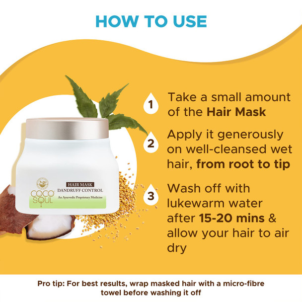 Dandruff Control Hair Mask with 100% Cold Pressed Virgin Coconut Oil by Coco Soul|160gm|0.35 lbs