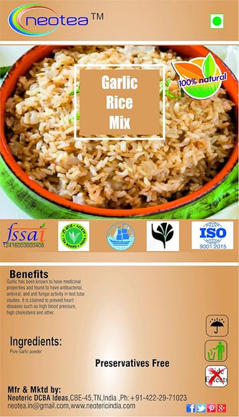 Neotea Homemade Rice Mix Powder, Garlic Rice Mix |300gm|0.66 lbs