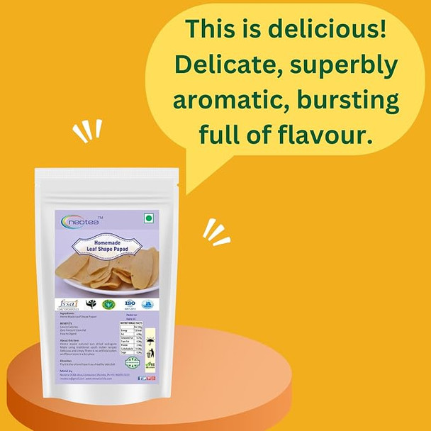 Neotea Homemade Leaf Shape Raw Papad |250gm|0.55 lbs